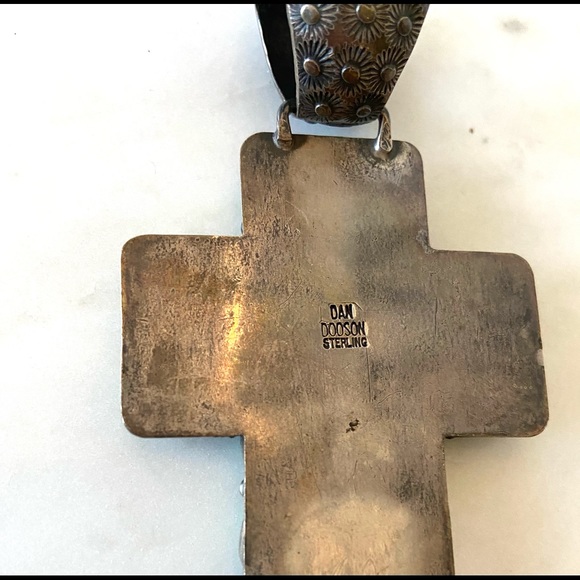 Dan Dodson Jewelry Vintage Designer Turquoise Sterling Silver Cross